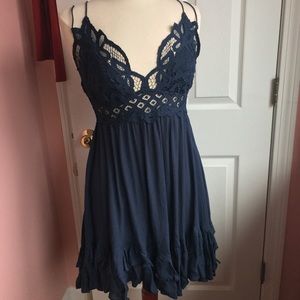Free People Adella navy blue mini dress